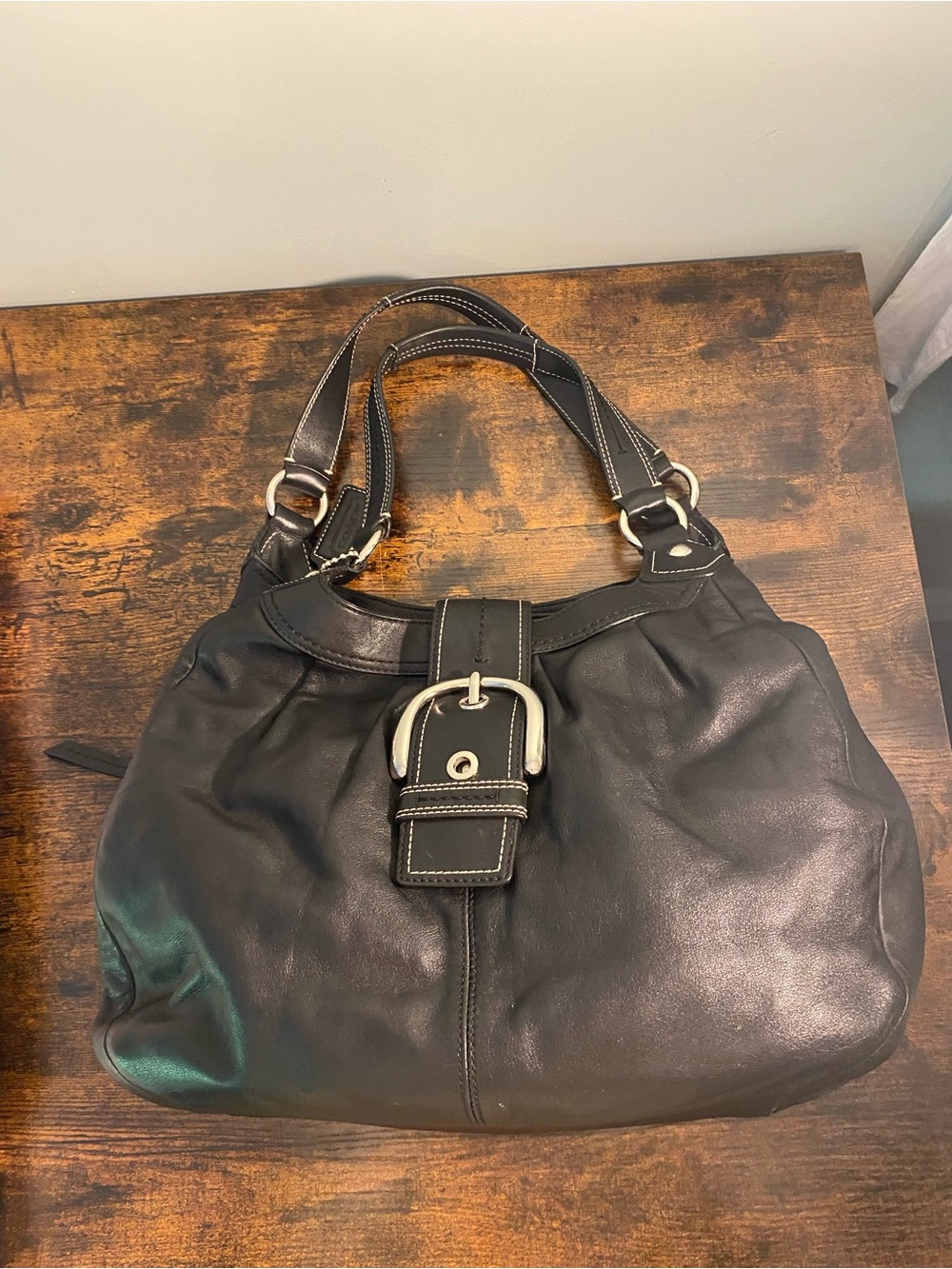 Coach Black Large Soho Leather Buckle Shoulder Bag - Picture 3 of 15
